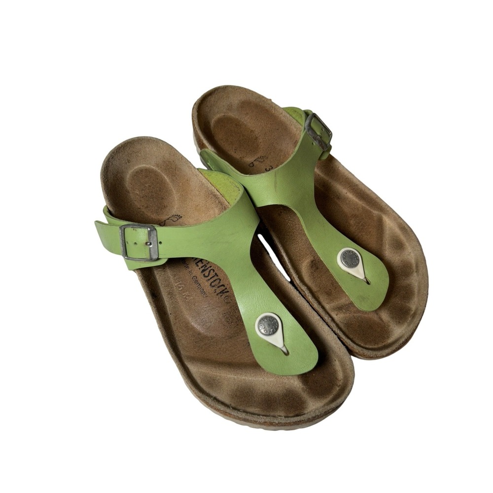Birkenstock Gizeh Sandals Women's Size 37 6.5 Lime Green Birko-Flor Thong Cork